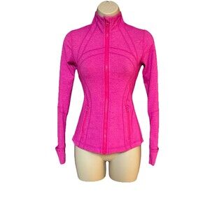 Lululemon Size 2 Define Hot Pink Zip up Jacket Ultra Soft Rulu Heathered Magenta
